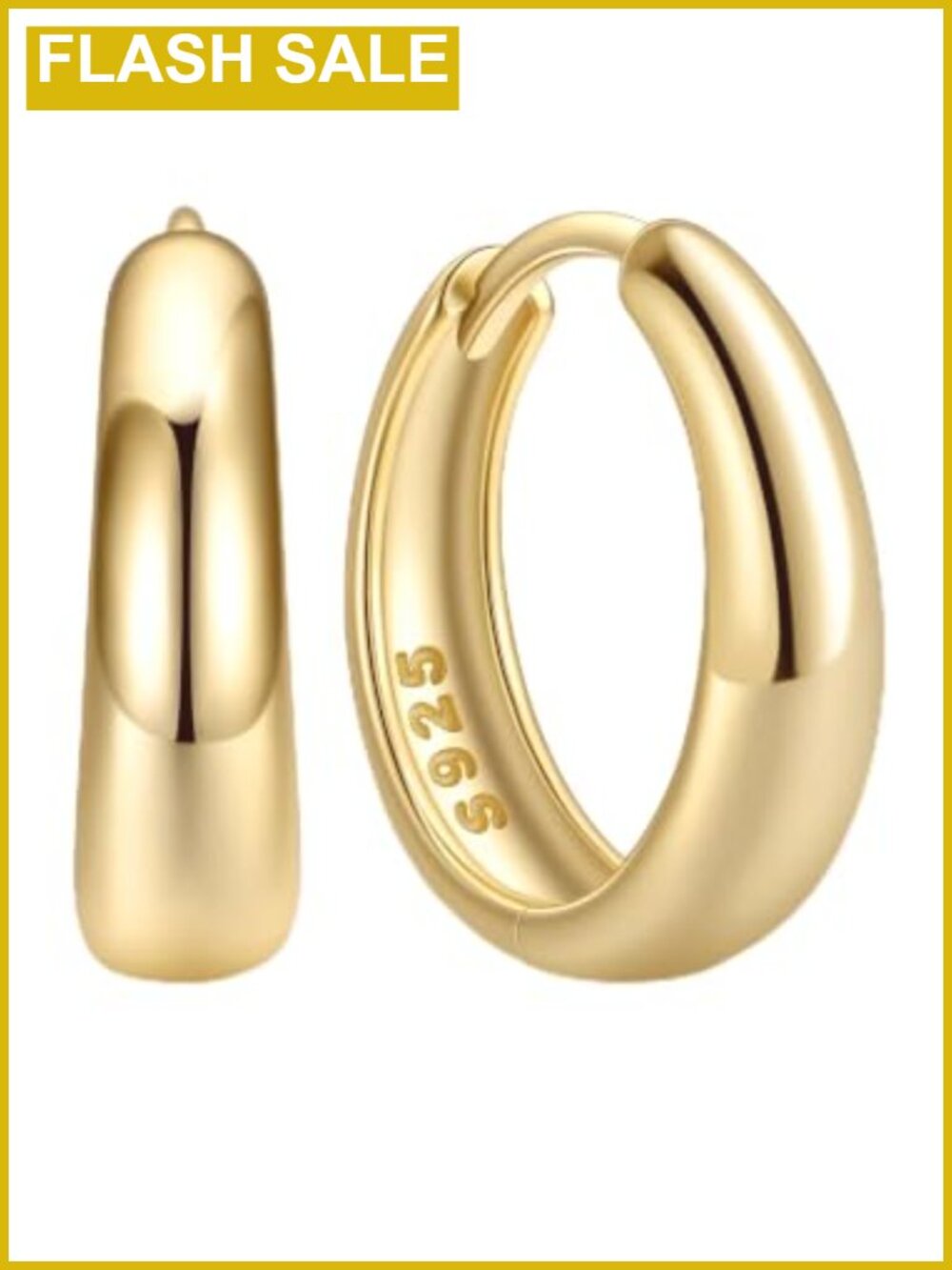 Pre-Owned 14K Gold Plated Sterling Silver Chunky Hoop Earrings